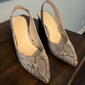 Ann Taylor snake print sling back shoes